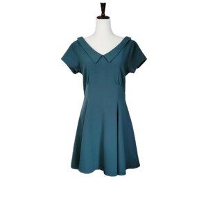 Vintage Retro Fit and Flare Dark Green Dress Made in USA